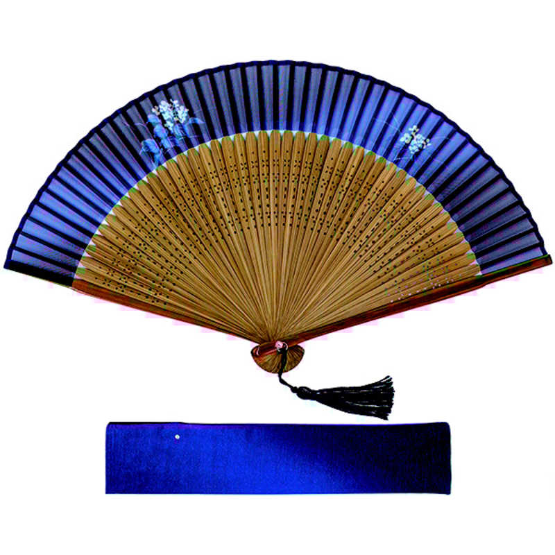 玉川　四十五間 季節の花扇子セット 紫陽花ネイビー　1L09005075