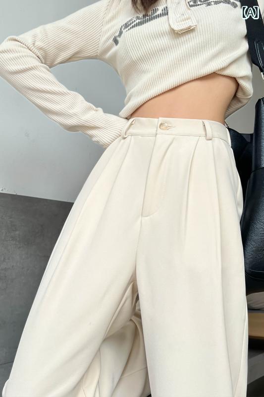 スラックス レディース 夏 薄手 ロングパンツ ストレート タック 後ろゴム ポケット ハイウエスト 涼しい 通気 カジュアル シンプル アイボリー 白 黒 大きめサイズ