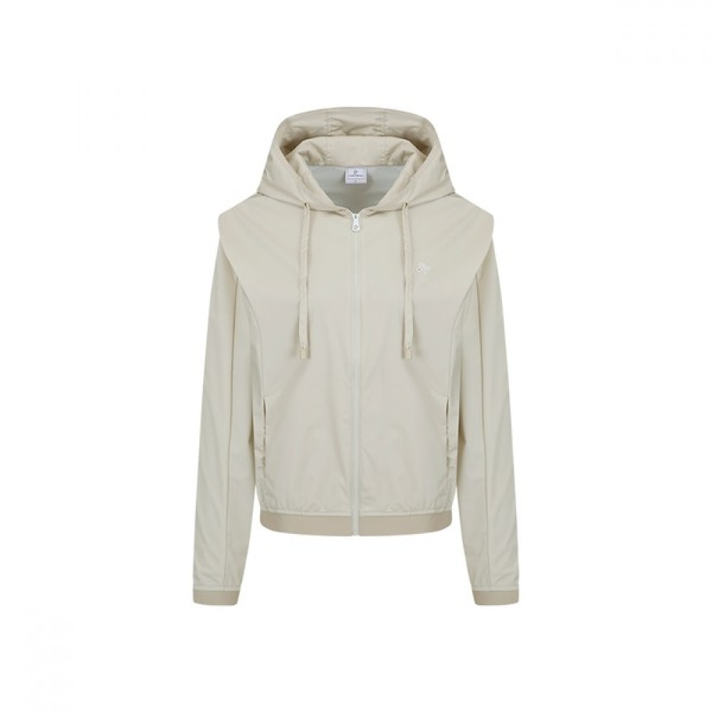 [Louis Castel] レディースストレートフード付きルーズフィットヘムバンドジャンパー