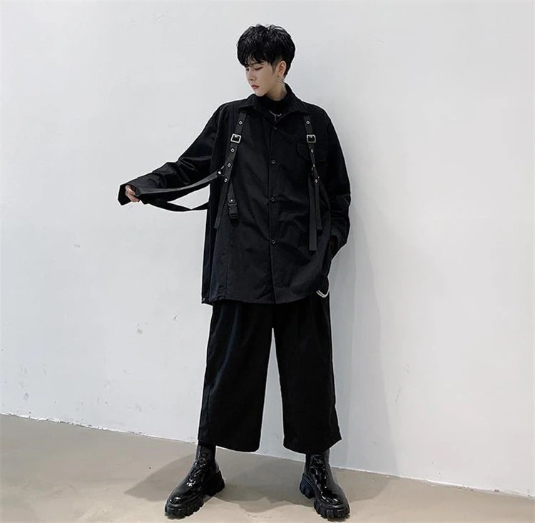 本当にかっこよかったです韓国ファッション スタイル 個性 ネクタイ デザインセンス メンズ ゆったりする 長袖 シャツ ヘアスタイリスト ユース ギャザリング