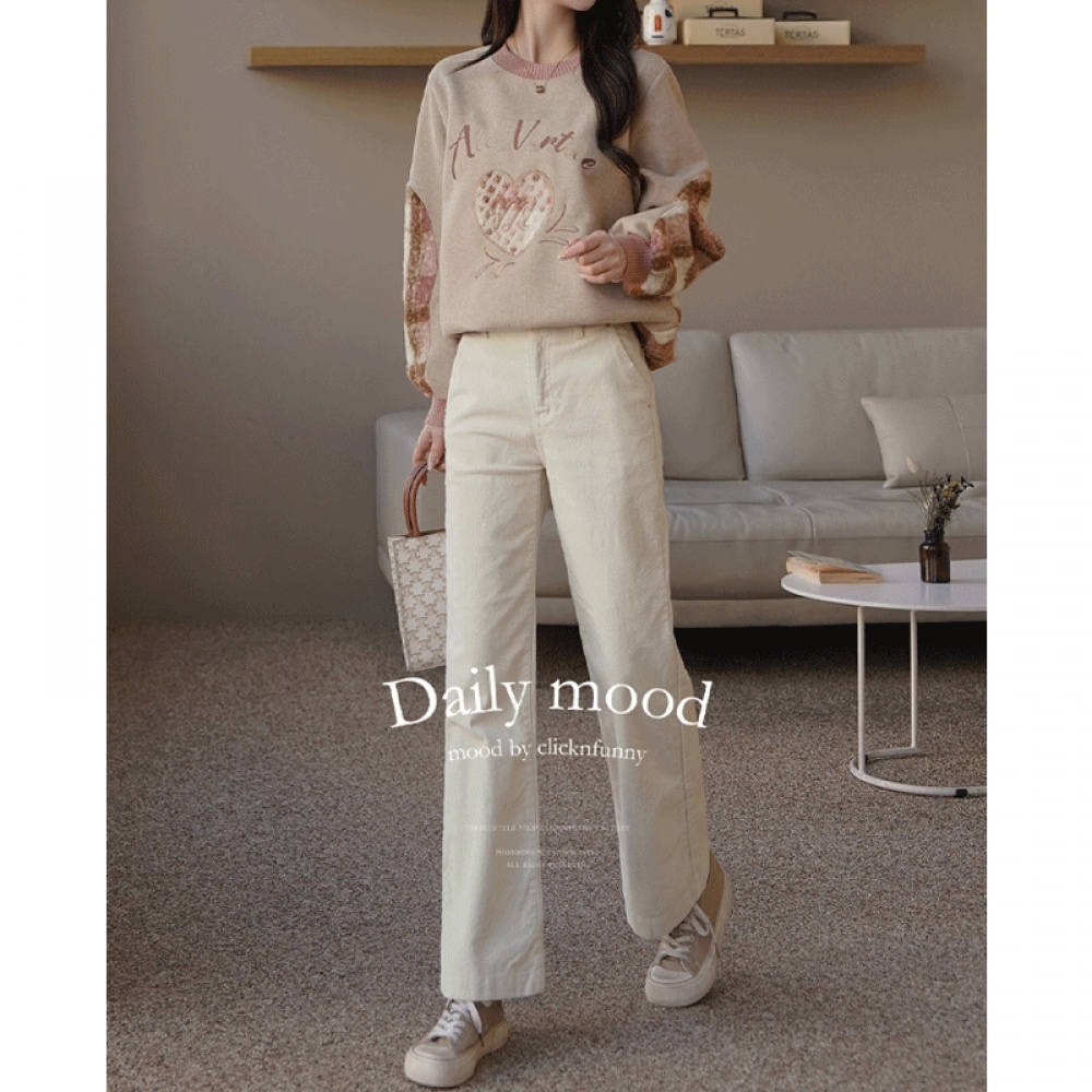 クリック&ファニー [起毛] フルボディコーデュロイワイドパンツ [SMLXL]