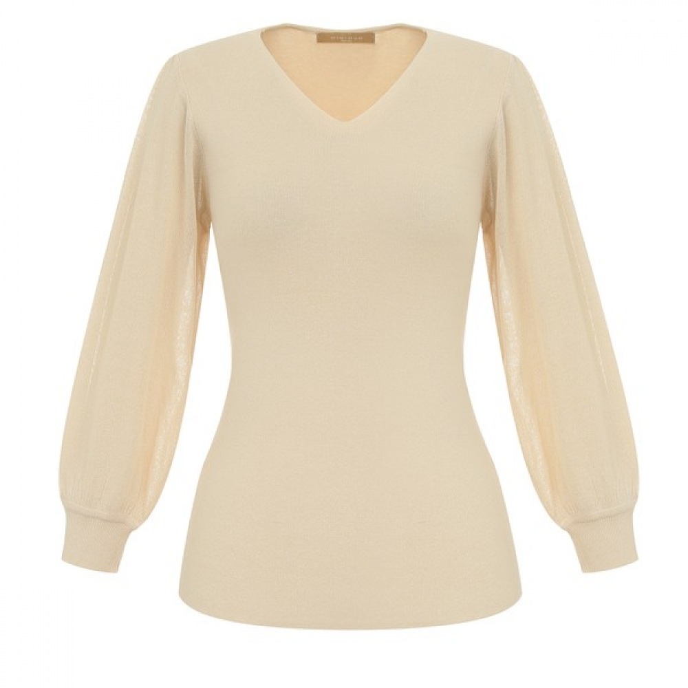 (ミニマル) バルーン Vネックシンプルニット MYCGKU7190