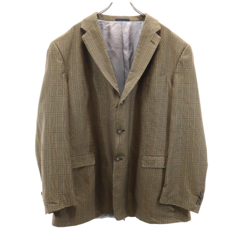 チェック柄 テーラードジャケット 52L ブラウン系 LONDON メンズ