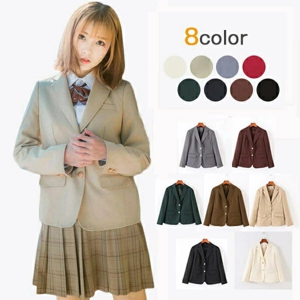卒業式 ジャケット 女の子 スクールブレザー ブレザー 長袖 学生服 高校生 中学生 制服 カジュアルスーツ テーラードジャケット レギュラータイプ 無地 オフホワイト 赤 紺色 深緑 黒 茶色 グレ
