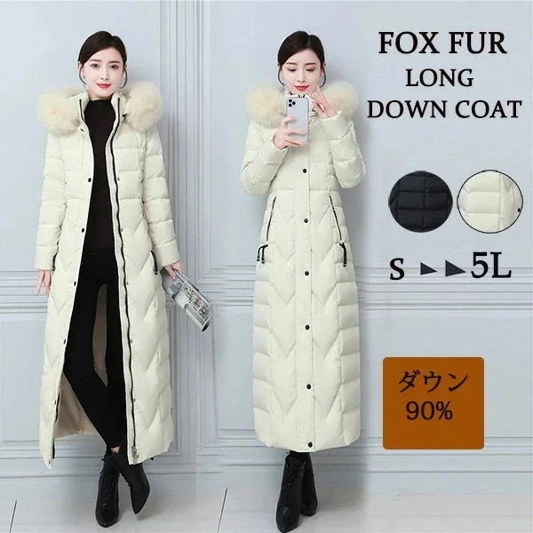 ダウンコート 90％ダウン レディース 贅沢ラクーンファーロングダウンコート ロングコート ファーコート 大きいサイズ フード付き ダウン 防寒コート S~5L 冬 ギフト 30代 40代 50代 ミ