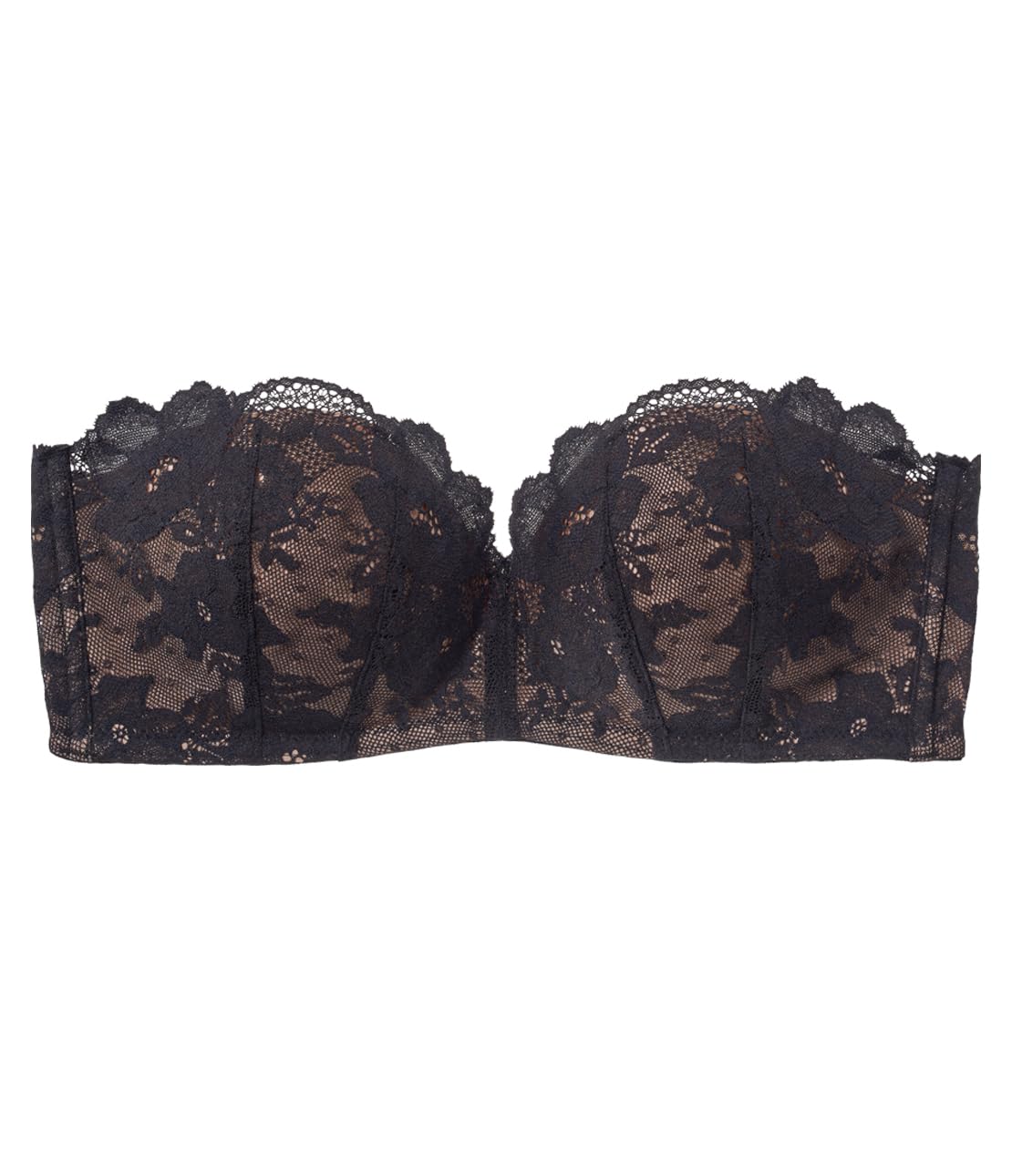 [ピーチ・ジョン] 【ノンワイヤー ストラップレスブラ 紐なし 落ちにくい ズレにくい 滑り止め 安定感 総レース 盛れる 美胸 ソフトワイヤー】 ミラクルノンワイヤー ストラップレス ブラック C7