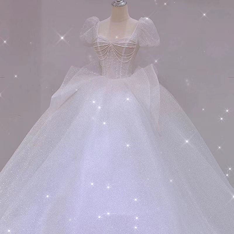 【2枚購入で 3oo円OFF！】メインウェディングドレス 2025 花嫁ハイエンドドレス小さな白ライトテール女性重工業