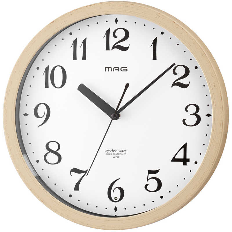 MAG　周囲が暗くなるとライトが自動で点灯する電波時計 灯(トモル) ナチュラル　W-791 N-Z