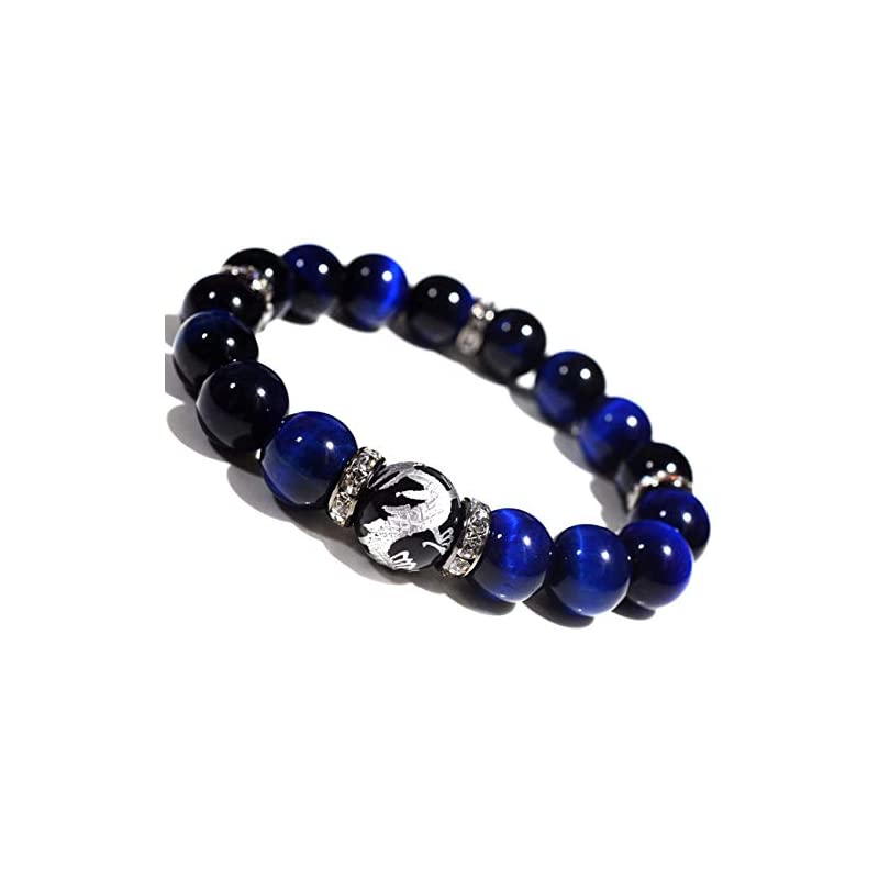 BLESSING Mstyle 天然石 ブレスレット メンズ 決断前進の石 ブルータイガーアイ ラピブレスレット