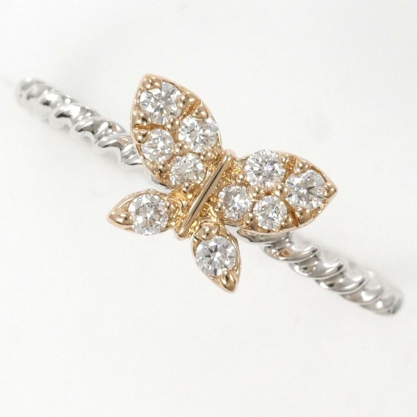 K18 18金 WG ホワイトゴールドPG リング 指輪 2号 ダイヤ 0.11 ジュエリー 中古