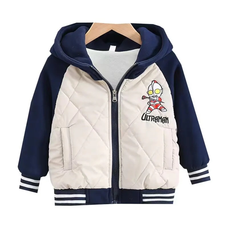 ウルトラマンギャザー厚手コート秋冬新作男の子冬服アフロハンサム子供野球服ジャケット