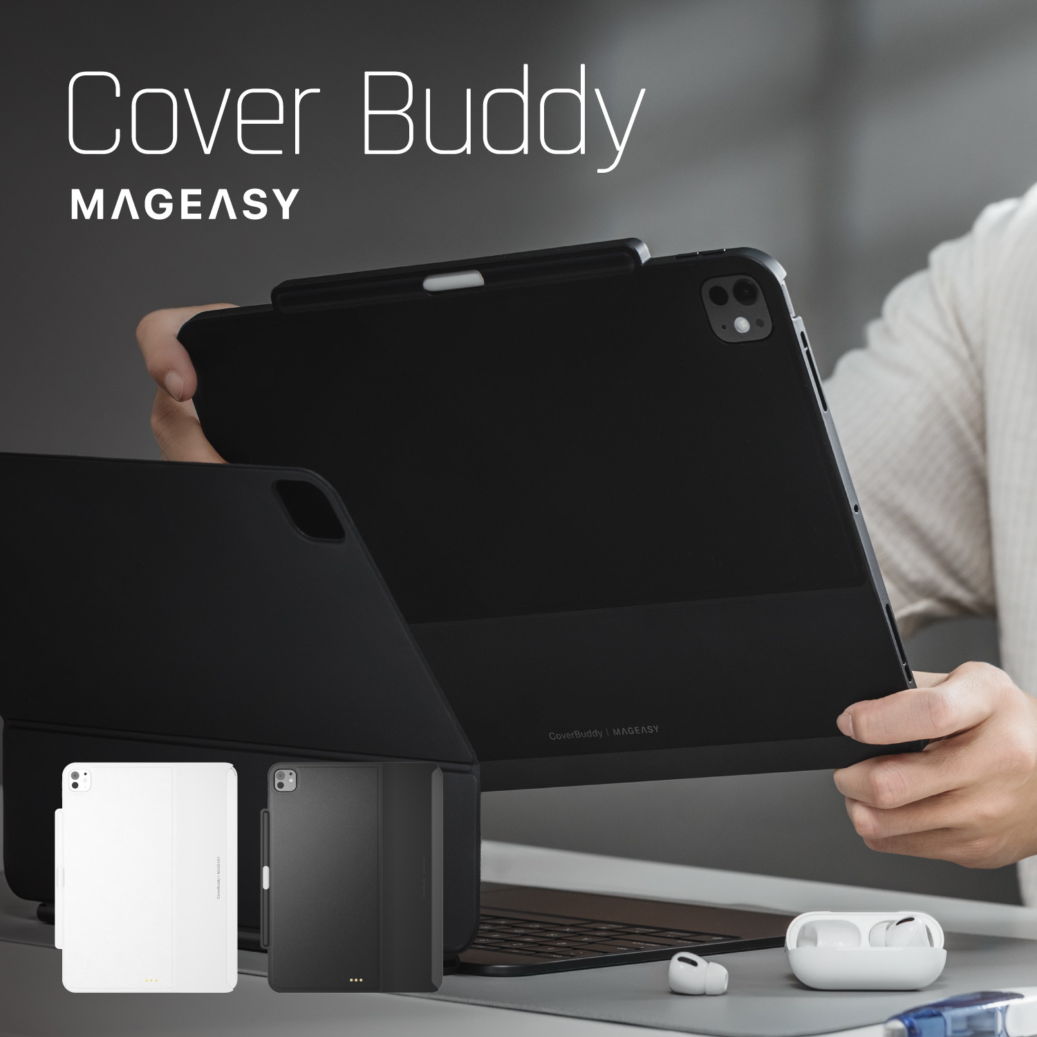 iPad Pro 13インチ 2025 M5 対応 ケース 純正 Magic Keyboard 対応 人工 皮 革 ApplePencil 充電 ペン収納 保護 カバー CoverBuddy