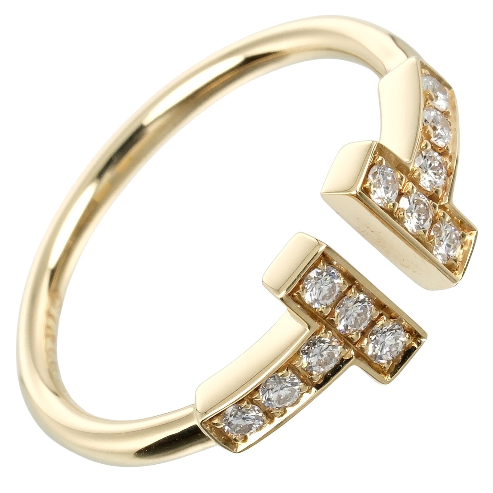 Tワイヤー リング・指輪 K18イエローゴールド ダイヤモンド 7.5号 約2.4g レディース 中古品 Aランク