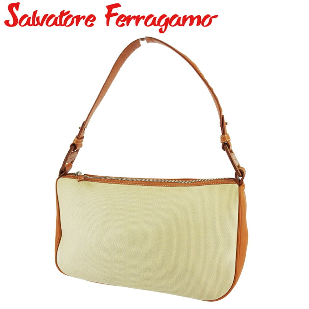 ショルダーバッグ ワンショルダー バッグ ヴァラ レディース メンズ ベージュ ライトブラウン シルバー 中古