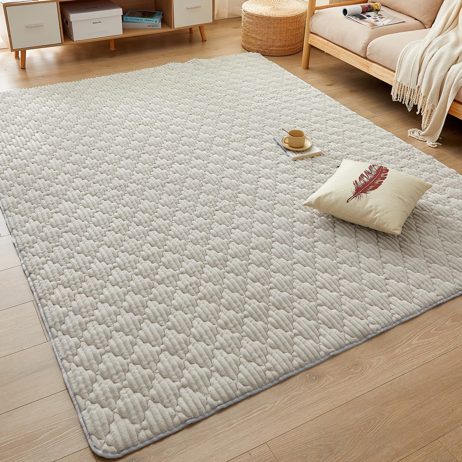 CHOSHOME カーペット ラグ 極厚25mm ラグマット 1.5畳 絨毯 厚手 ラグ 滑り止め 防音 ふわっと手触り 撥水加工 北欧 洗える フランネルラグ 床暖房 ホットカーペット対応 無地 シ