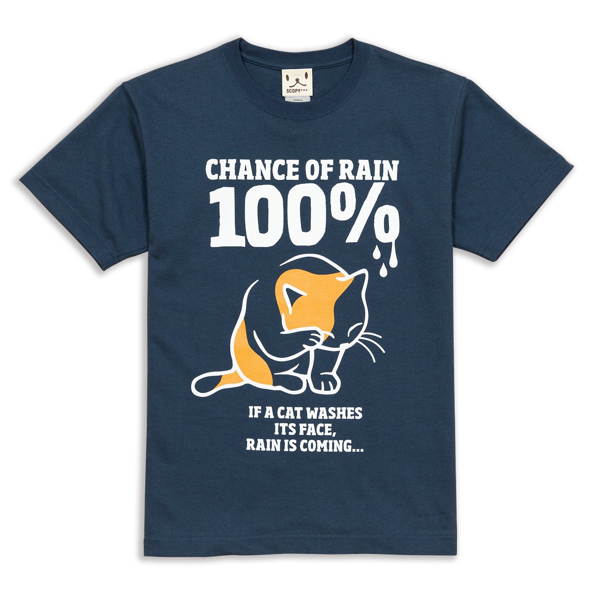 [スコーピー] ネコ好き のための 猫柄 Tシャツ RAIN 100% デニム L