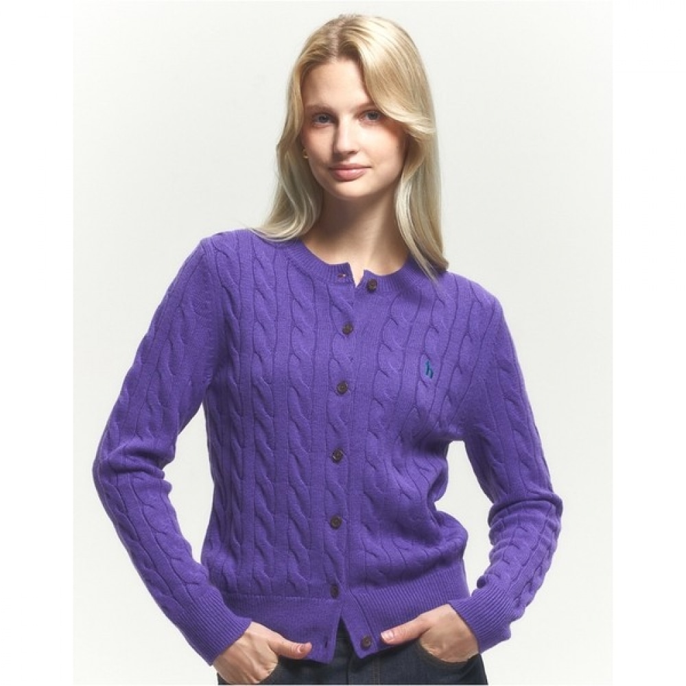 (ヘッジスレディース) 24FW ケーブルカーディガンバイオレット HSSW4DC84V2