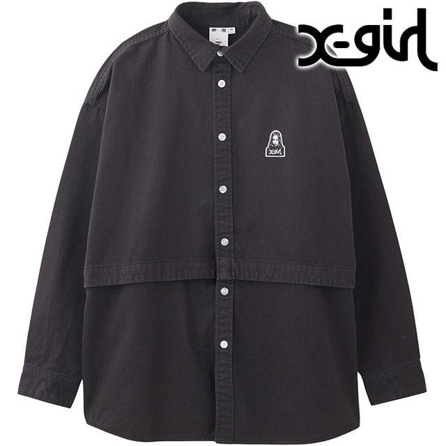 フェイス ロングスリーブ ツーウェイシャツ [105244014001] FACE L/S 2WAY SHIRT レディース トップス 羽織り ショート丈 BLACK