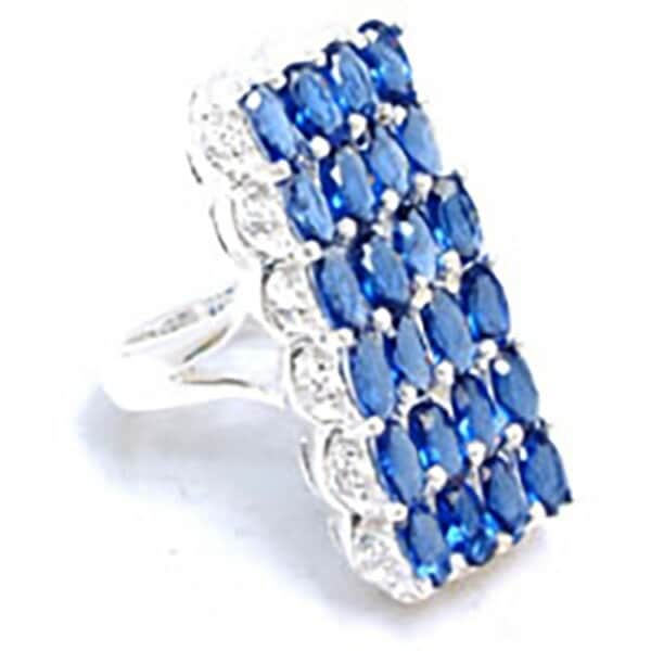 パベジュエル（サファイアxクリア）リング 指輪 15号 刻印あり シルバー925 赤色 長方形 四角 親指 人差し指 中指 薬指 小指 プレゼント 男性 女性 本物の銀 sr00000599-xx