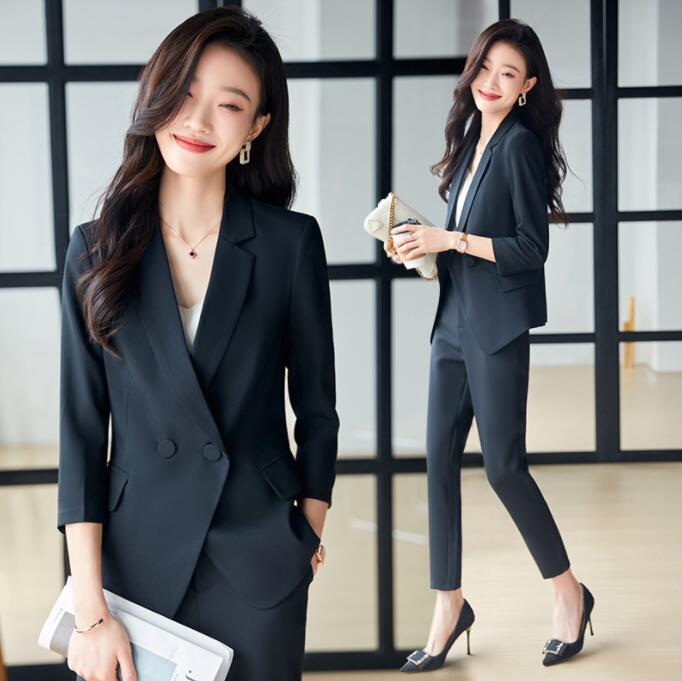 スーツ 洗える レディース パンツスーツ　セットアップ　ビジネススーツ フォーマルスーツ 2点セット 面接 就活 新卒 説明会 入社式 転職 OL 通勤服 オフィス 仕事 ストレッチ ブラック 黒 ネ