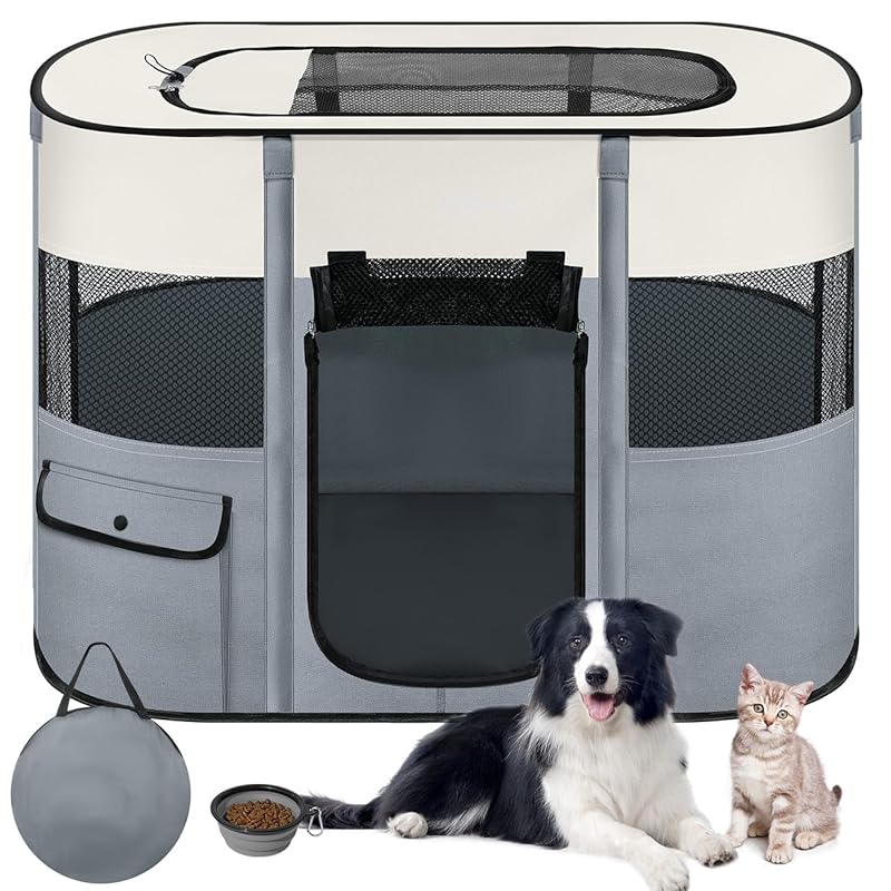 ペットサークル 折りたたみ Pawaboo サークル 犬 室内 ペット ケージ メッシュ 扉付き 犬用サークル 小型犬 組立簡単 ハムスター ケージ 防水 長方形 キャットサークル 引き裂けにくい ペ