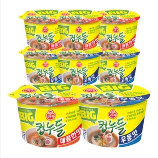 (NEW)オットギ BIG カップヌードル ピリ辛味61g 4個 +うどん味61.5g 4個 x 2個