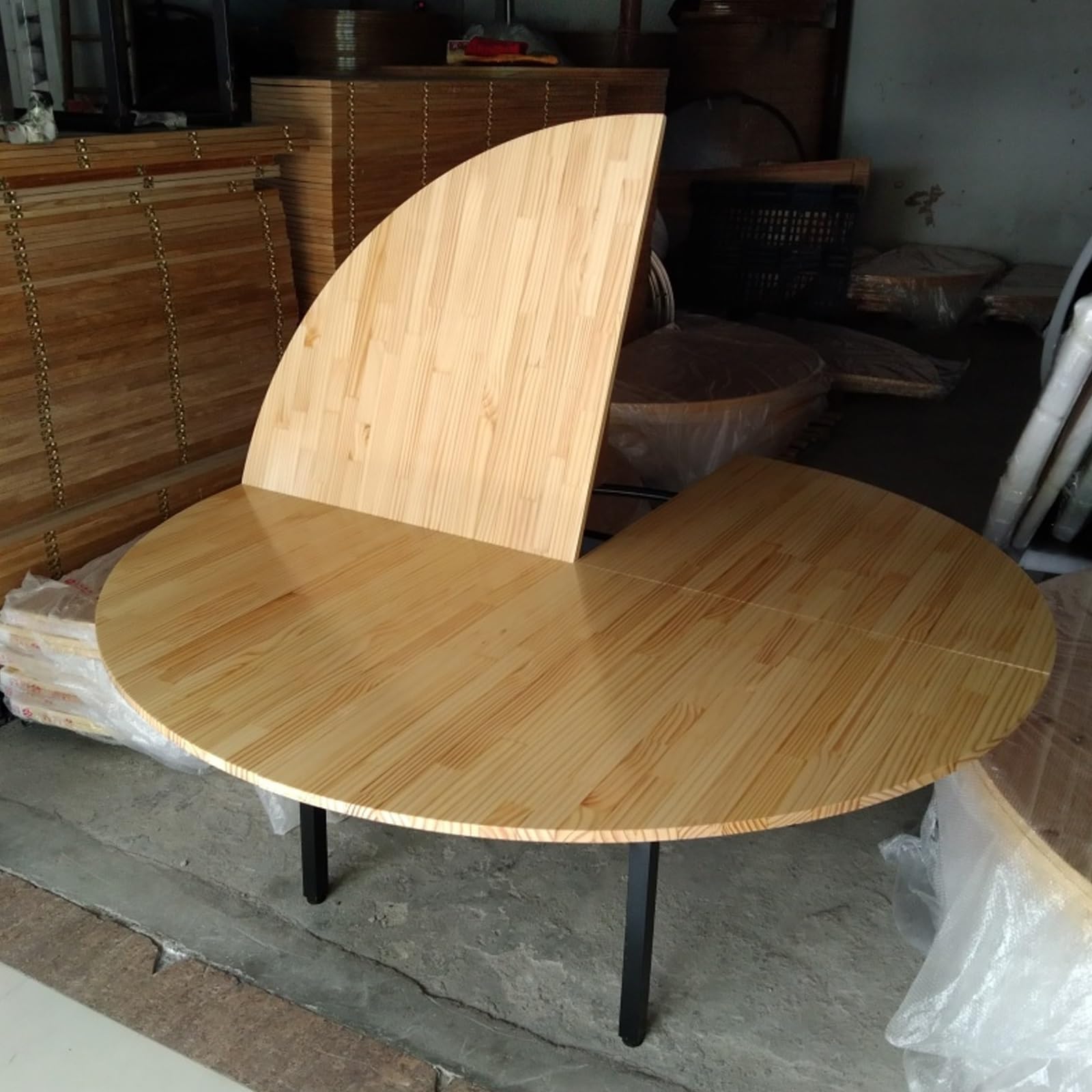 大型圆形折叠桌顶部 圆形桌面扩展器折叠 节省空间 10-20人用 直径47-86英寸 无腿(140cm/55.1in) 21,197円