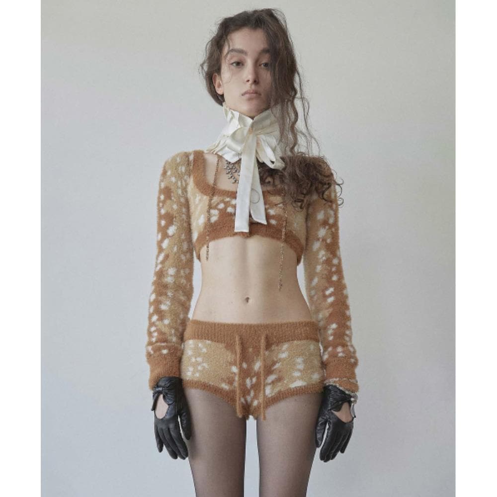 スカルプター Rudolph Fur Cardigan Brown SC24A271BR