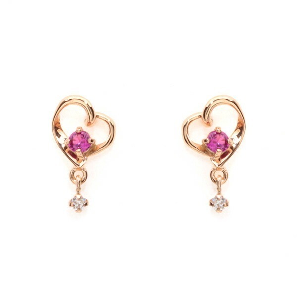 ピアス ハート K10ピンクゴールド 7月誕生石 151046553130