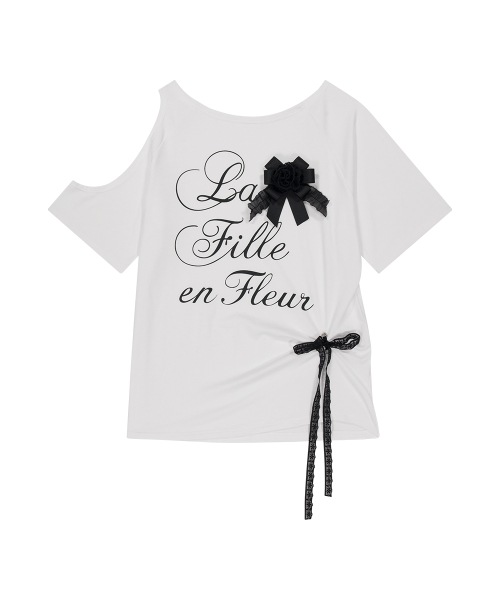 【ILLIGO】 CUT-OUT ROSETTE T-SHIRT WHITE 正規品