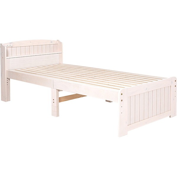 MB-5915SWS3302 ホワイトウォッシュ マットレス付シングルベッド メーカー直送