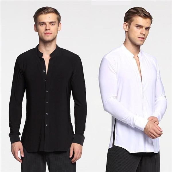 メンズ ラテンダンス用シャツ 男性用 ダンス 衣装 上着 ダンスウェア 無地 社交 練習着 ワルツ チャチャチャ ルンバ カウボーイ ラテン ラテンダンスシャツ