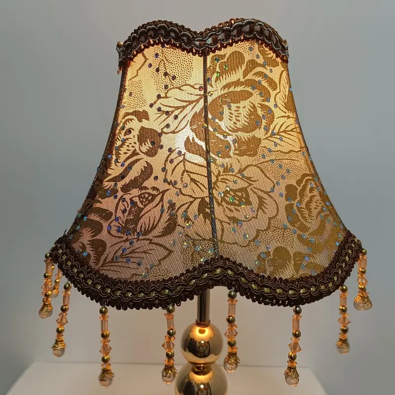 ランプシェード ヴィンテージ調 傘 ヨーロピアンスタイル ファブリック クラシック アンティーク調 デスクランプ フロアランプ サテン仕上げ エレガント 4-7
