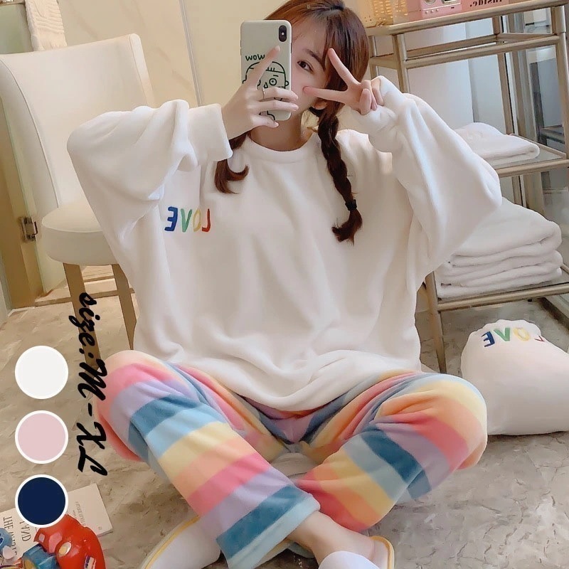 【即納】パジャマ レディース 冬 フランネル ルームウェア レディース 上下セット セットアップ 厚手 暖かい もこもこ 長袖 パジャマ 大きいサイズ ナイトガウン 部屋着 おしゃれ 可愛い 寝巻き