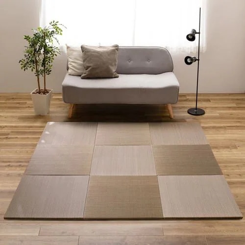 【メーカー直送品】萩原 【9枚組】置き畳フラッタ 四季 約65×65×1.5cm ブラウン