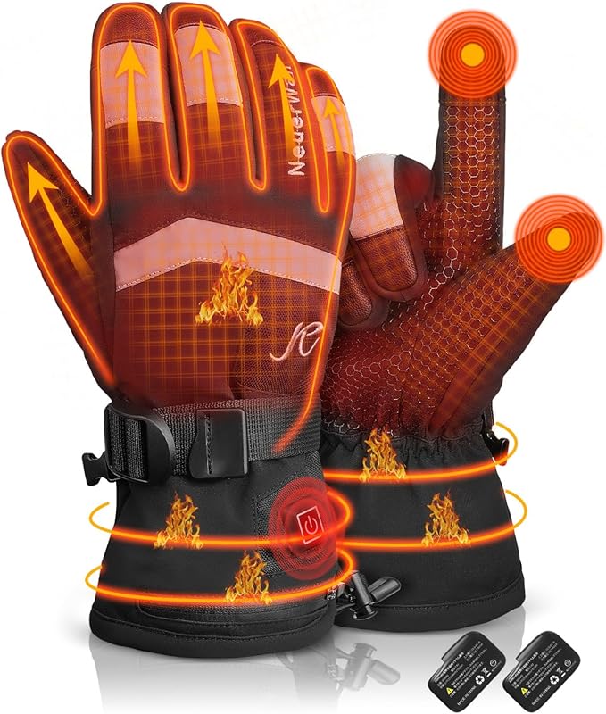 電熱グローブ バイク【2024年冬新登場 急速発熱】 3段階温度調節 防寒 防水 防風 保温 電熱手袋 7.4V 2500mAh 充電式 バイク グローブ 冬用 夜間反射 滑り止め ヒーター手袋 タッ