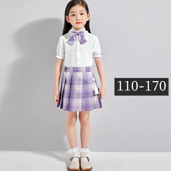 キッズスーツ 女の子 キッズフォーマル 卒業式スーツ チェック柄 プリーツスカート スカパン 半袖 白シャツ パープル 小学生 小学校 お受験 発表会 3点セット オシャレ 入園式 卒園式 通学 子ど 5,481円