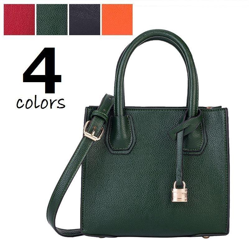 レディースファッション　ハンドバッグ ショルダーバッグ 2WAY かばん PUレザー 底鋲付 ショルダーストラップ クラシカル シンプル 通勤