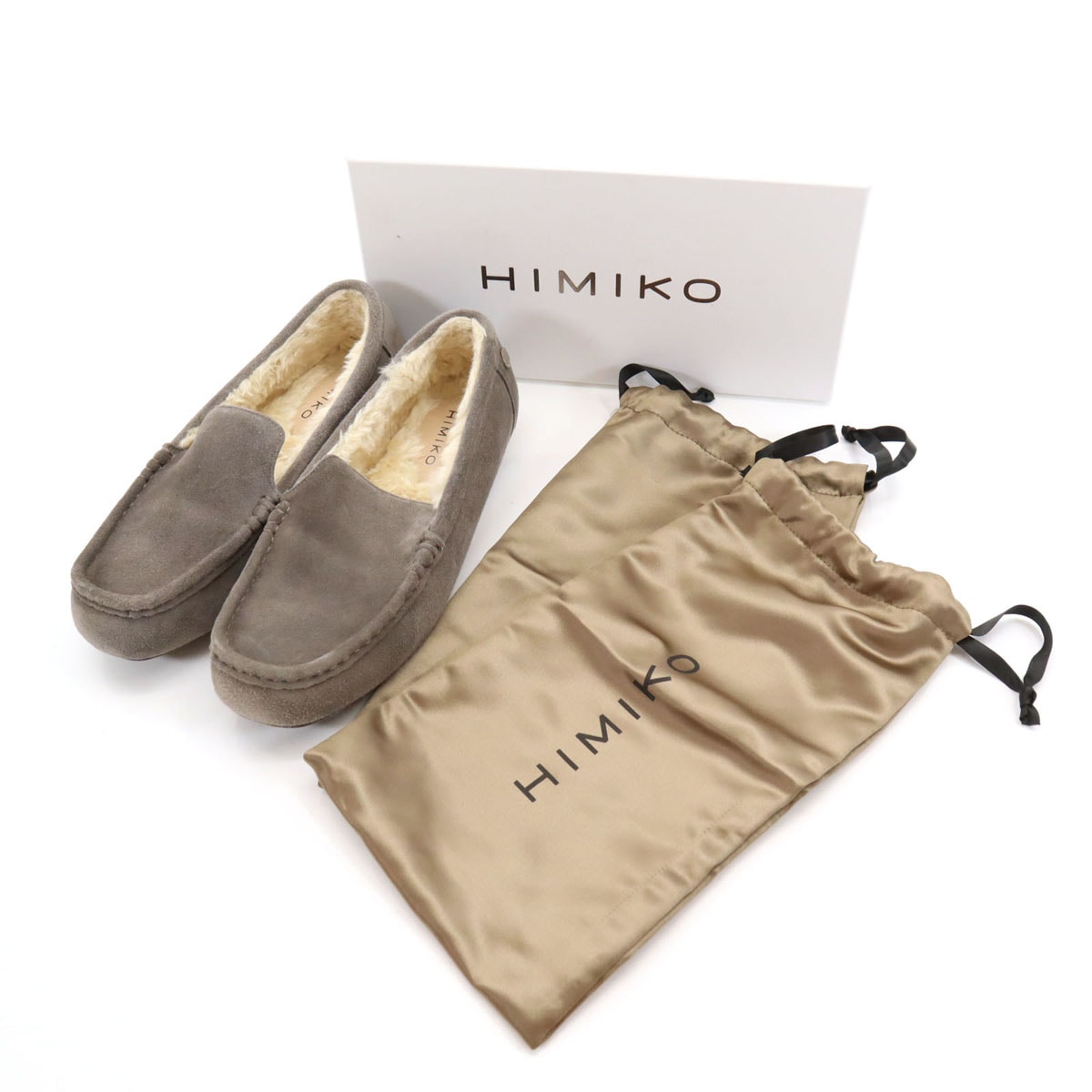 HIMIKO 卑弥呼 モカシン 25 グレー スエード ボア 箱付き レディース 古着