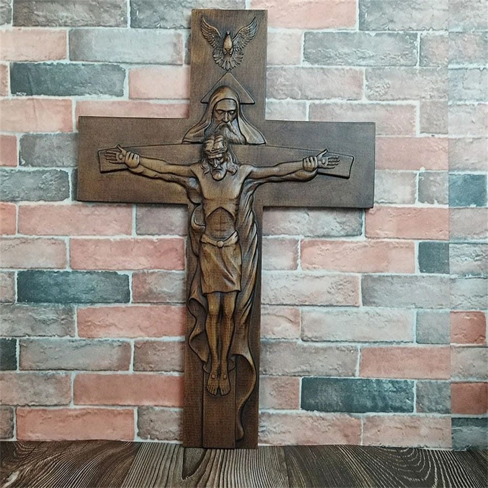 十字架実木彫刻置物聖父聖子十字手工芸品イースタープレゼント雑貨おもしろ雑貨 おしゃれ 人気かっこいい 実木