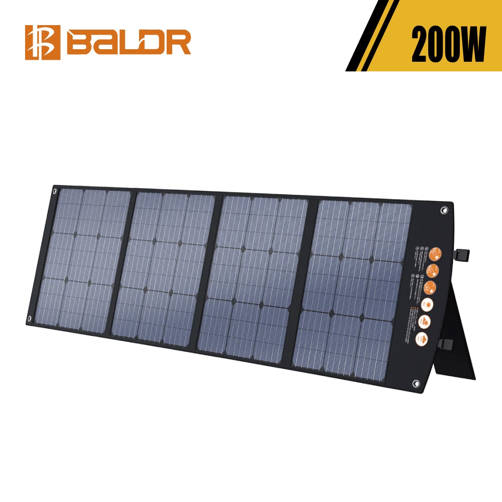 【正規代理店】BALDR PIONEER 200W 最新型ETFE ソーラーチャージャー 折りたたみ式 高転換率 DC出力 ポータブル電源充電器 アウトドア IP65防水 車中泊 キャンプ 地震停電