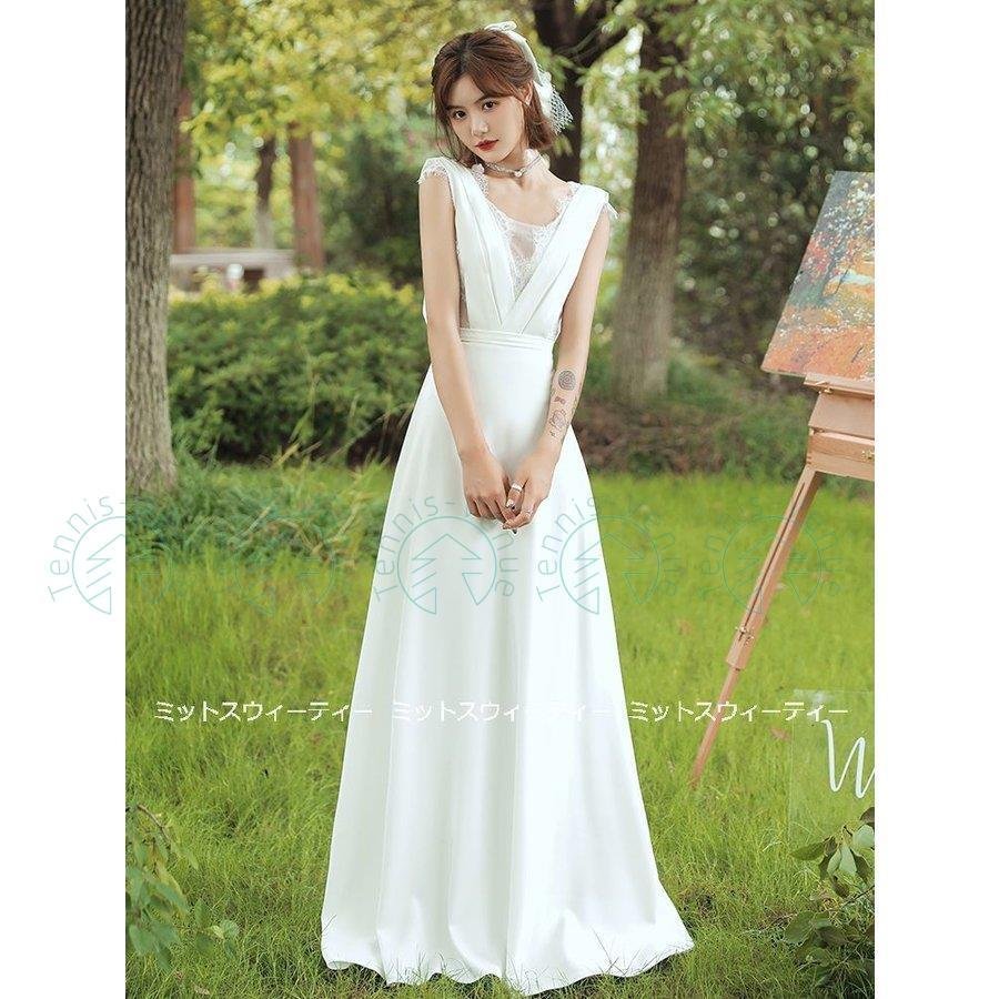 ウエディングドレス ロングドレス 二次会 Aラインドレス 花嫁 パーティドレス 結婚式 ウェディグド