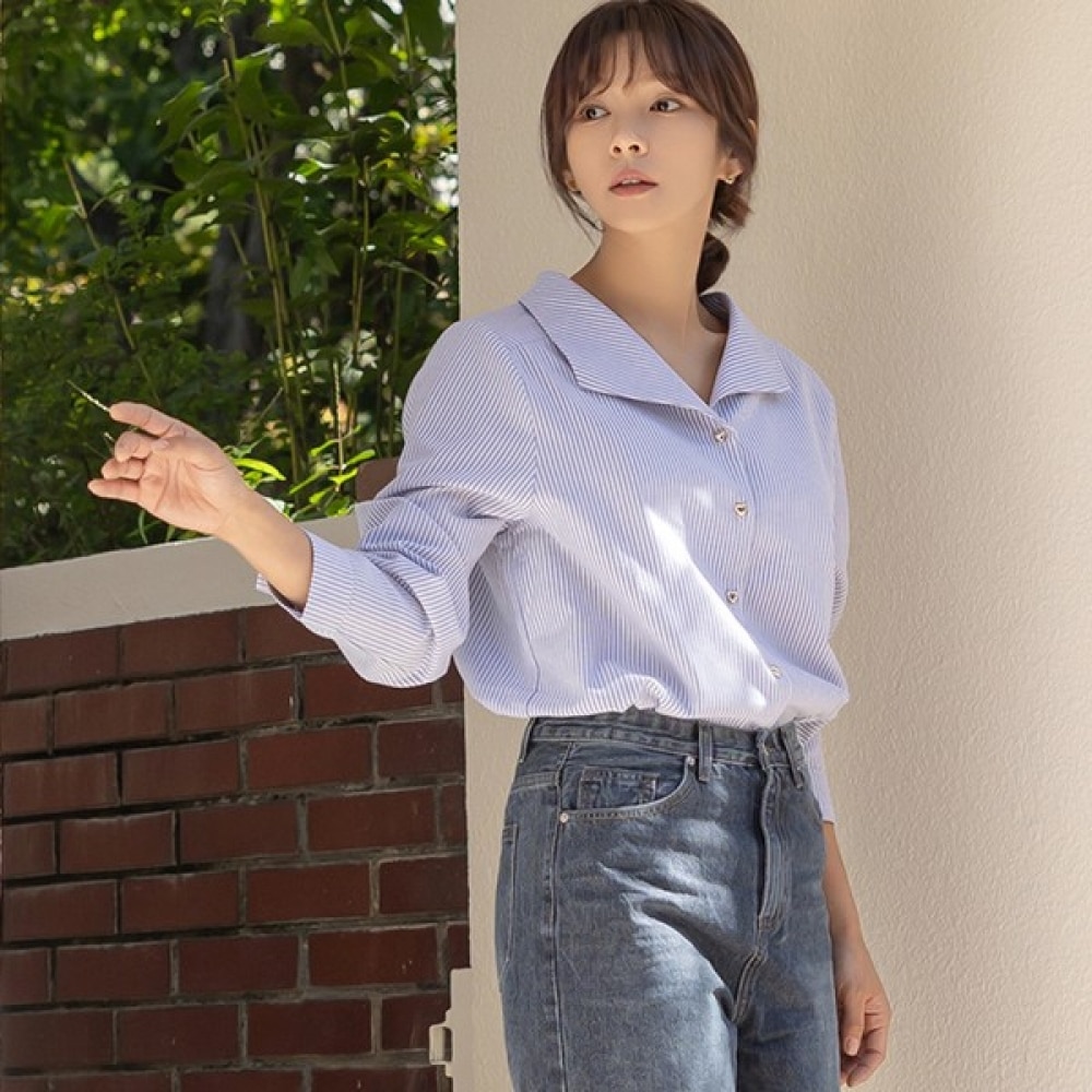 (Elysia) スクエアカラーボタンストライプサザン 7,140円