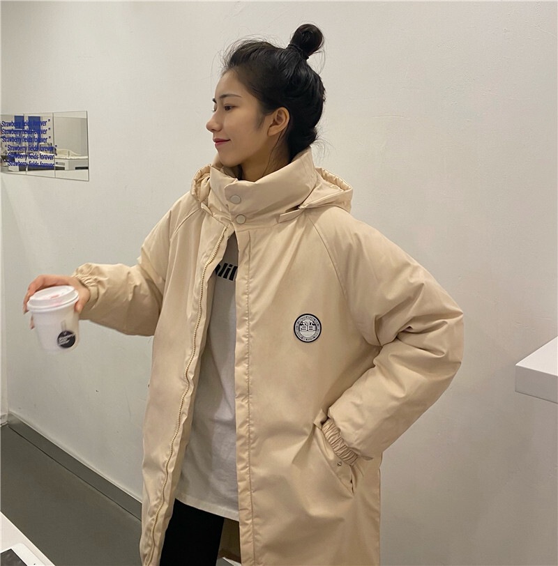 中綿ジャケット 技あり アウター 韓国ファッション コート ブラック 黒 アプリコット ミディアム丈