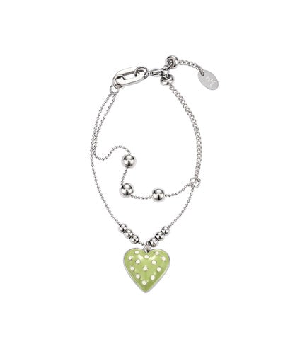 NFF dot heart bracelet olive ドットハートブレスレット オリーブ 韓国アクセサリー