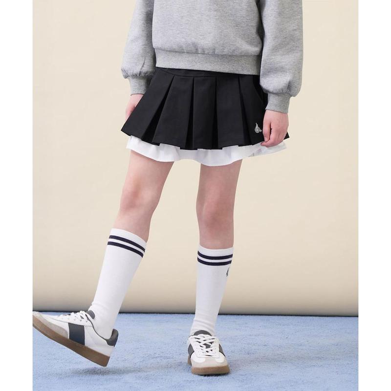 配色プリーツスカート ブラック