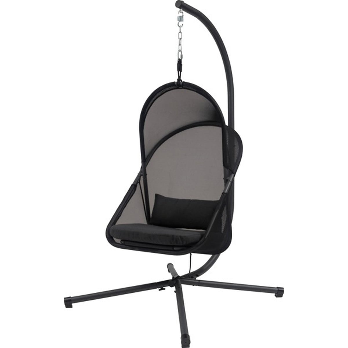 ハンギングチェア RKC-540BK 自立式 チェアー 椅子 イス 折りたたみ式 ガーデン アウトドア 屋内 屋外 ルーフ付き ゆらゆら 吊り下げ 日除け 日よけ キャンプ リゾート おしゃれ 大きめ