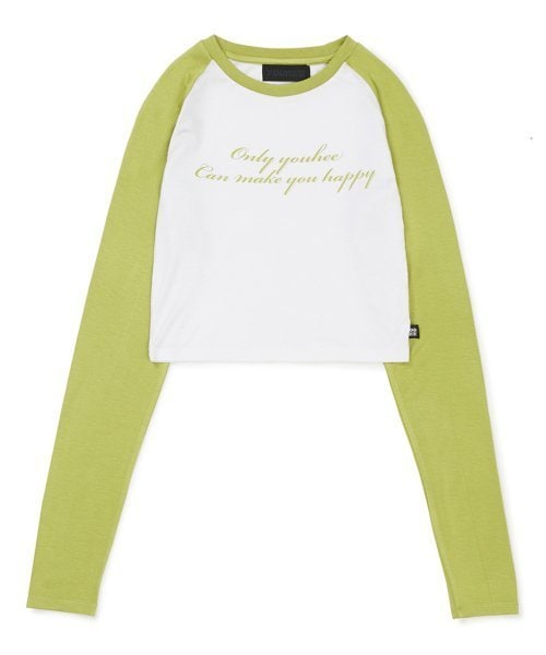 YOUHEE REGLAN LETTERING LONG SLEEVE LIME YHLTDA001LM
