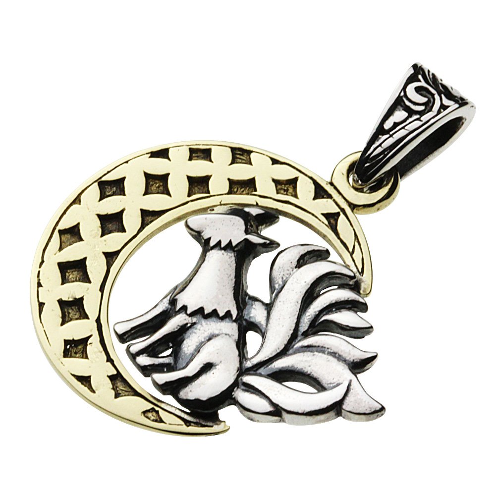 [セノーテ] 和柄 九尾の狐クレセント ペンダント【シルバー925 シルバーアクセサリー】 p0583