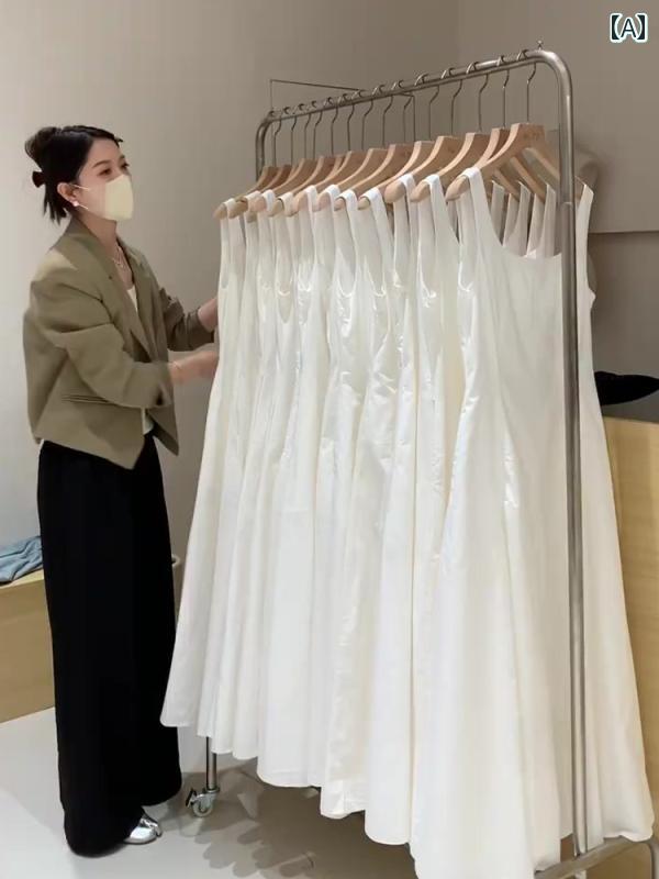 キャミソール　トップス　レディース 2025夏 ホワイト ノースリーブシャツ ワンピース レディース ハイエンド スリム 初恋 フランス 美しい小 スカート